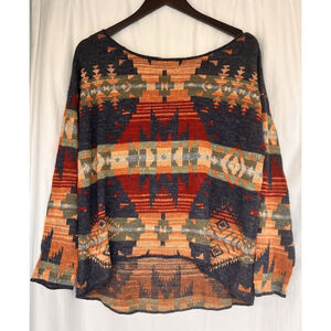 Ralph Lauren Denim & Supply Southwest Aztec Navajo Cropped Knit Sweater Medium